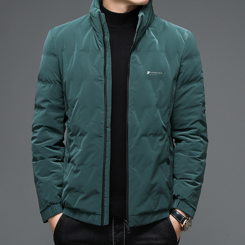 Men's Down Jacket Men's Short 2022 Winter New Baseball Uniform Thick Collar Coat Solid Color Top Men's Hair