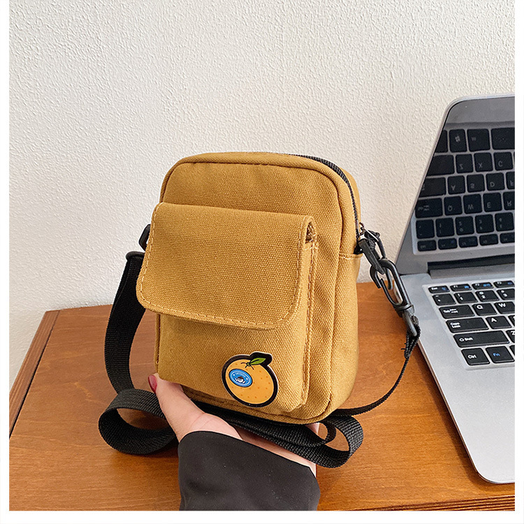 112g Weight Sewing Thread Fashion Element Zipper Closure Type Single Shoulder Strap Strap Type Square Bag Bags Type Casual Occasion Canvas Material Fruit, Solid Color Pattern All Seasons Season Women's Gender Streetwear Style Square Shape Small Size Women's Small Canvas Fruit Solid Color Streetwear Sewing Thread Square Zipper Square Bag 17