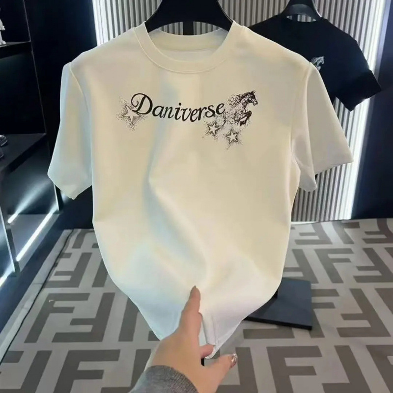 Pure Cotton 2026 New Model Regular Daily Short-Sleeve Standard Style Universal Round-Neck T-Shirt, Light Luxury Designer Men's Sports T-Shirt