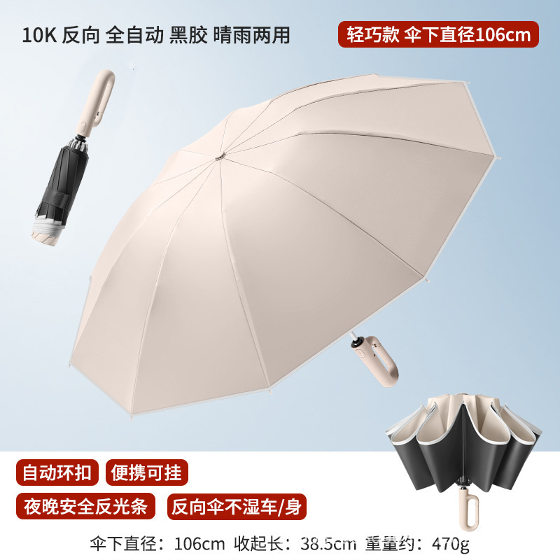 环扣男士加大号加厚加固全自动黑胶折叠两用晴雨伞女遮阳伞太阳伞|undefined