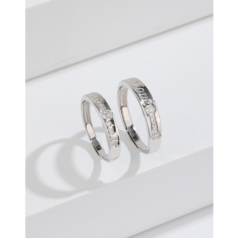 Anillo de pareja anillo de pareja de plata esterlina anillo de moda de diseño de nicho abierto regalo de San Valentín para novia