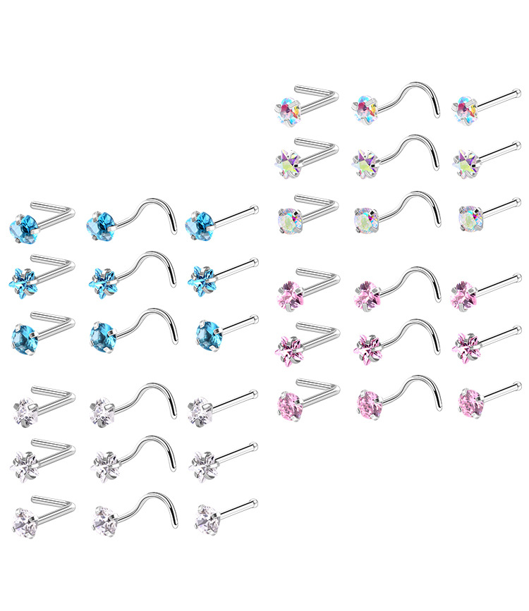 Silver pointed spike labret stud material detail