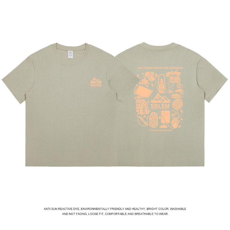 メンズ夏服230g楽しいプリントTシャツメンズトレンドラウンドネックゆったり半袖カジュアル万能インナーシャツレディースins|undefined