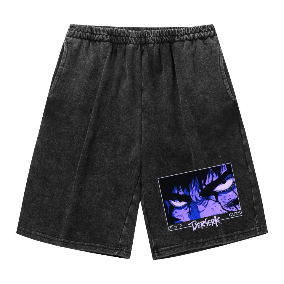 Винтажные хлопковые шорты washed (Jianfeng), чёрный винтаж, с эластичным поясом, XS–XXL