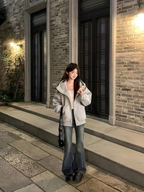 入冬必备!!!【高领开衫】美式慵懒加绒连帽卫衣女INS超火韩版外套|undefined
