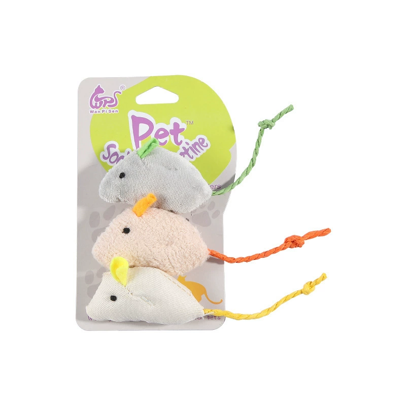 Plush Interactive Cat Toy (Mengcheng) Realistic Mouse, Soft Fabric, Dangling Tail, 3 Colors