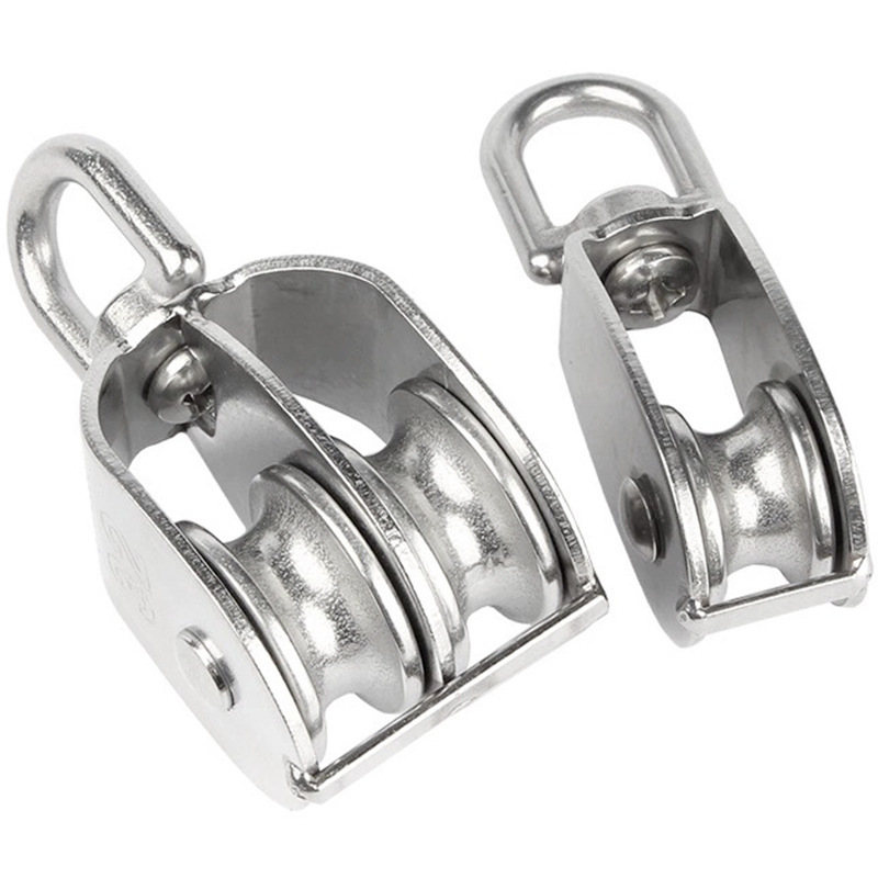 304不锈钢滑轮定滑轮单双滑轮钢丝绳电缆滚轮小U型起重滑轮轮子