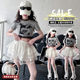 Orange Tiger Children Girls Three Black Bow suit high quality Two-piece high quality Skirt Cotton