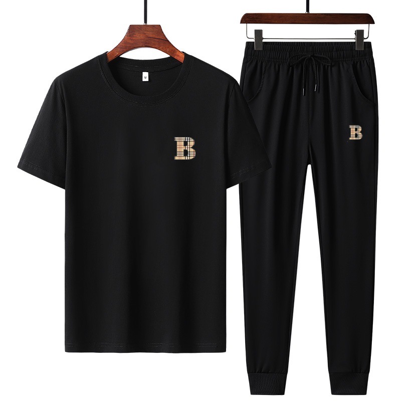 Lujo ligero de alta gama estilo chino verano atractivo traje deportivo traje casual para hombre manga corta de seda de hielo ligera y transpirable para hombre