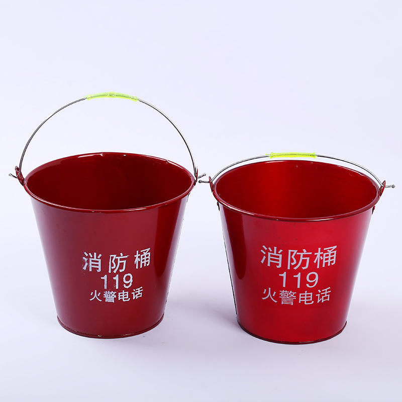 Factory supply red painted round painted fire buckets for wholesale, sand buckets, half-round iron bucket fire tools