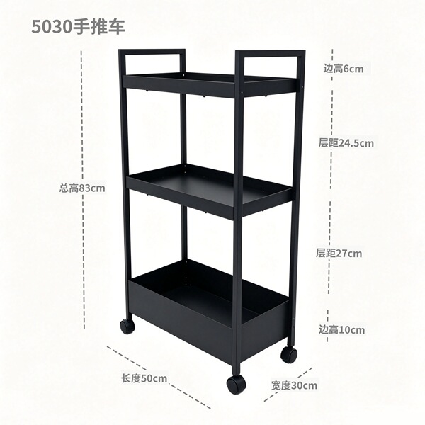 Nissafors Kitchen Cart Simple Living Room Snack and Seasoning Mobile Iron Storage Rack Cart