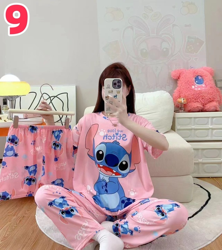 睡衣女夏季新款卡通三件套可爱简约休闲圆领家居服套装可外穿|undefined