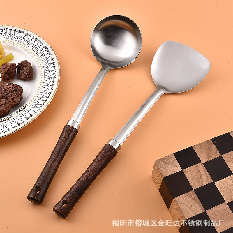 Нержавеющая сталь с деревянной ручкой spatula набор кухонной утвари, лопатка с дуршлагом, кухонная spatula с коландром