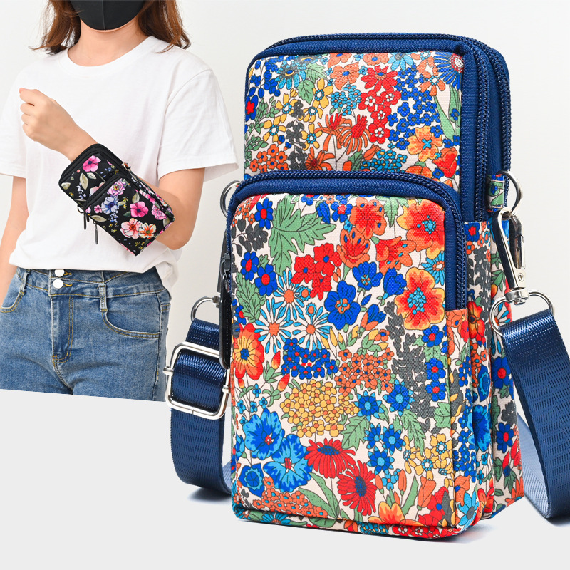 Middle-aged mother mobile phone bag wrist slung mini bag summer versatile canvas bag vertical coin purse portable
