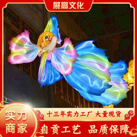 七彩斗鱼花灯自贡工艺鱼灯笼蝴蝶鱼造型彩灯大型节日大型炫彩灯笼