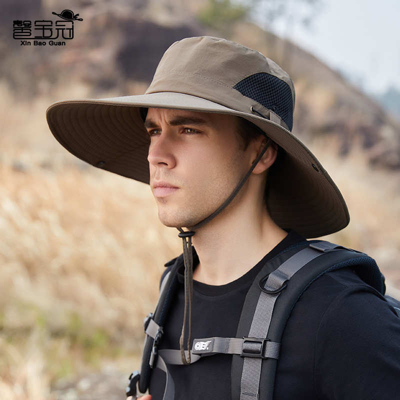 9207 Men's Fisherman Hat Summer Hat with Wide Brim for Sun Protection, Outdoor Hat for Hiking, Sun Protection, Breathable Sun Hat for Men Riding Bicycles