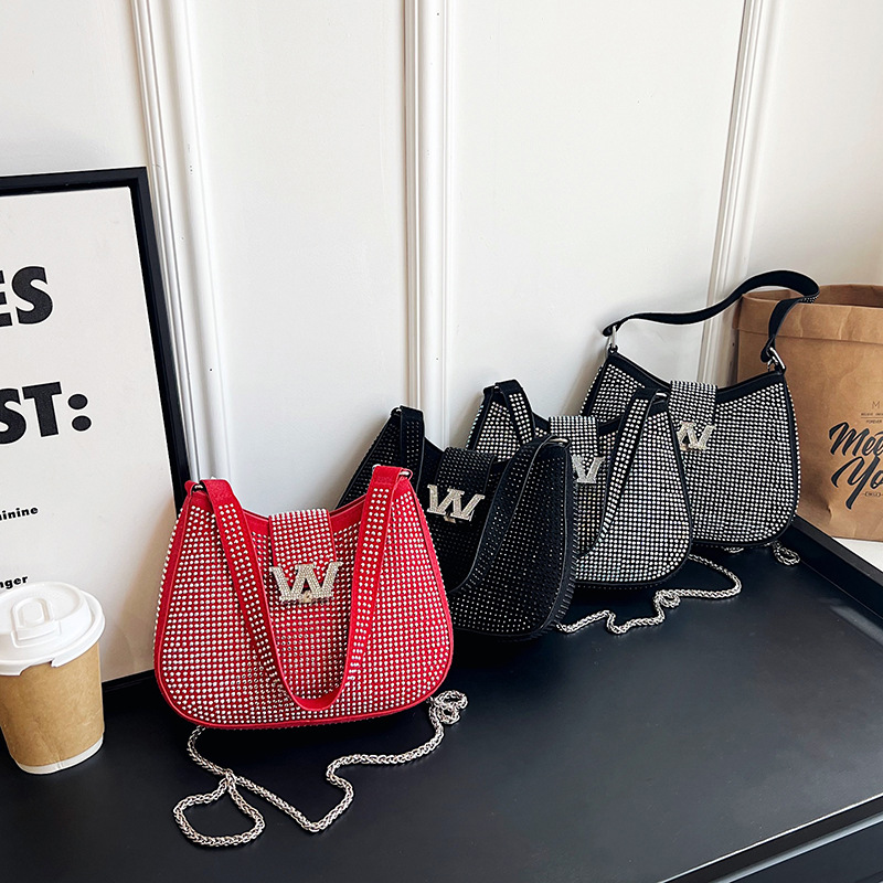 Sac À Main Bandoulière Élégant Avec Ornements Strass Et Fermoir_voghion.com