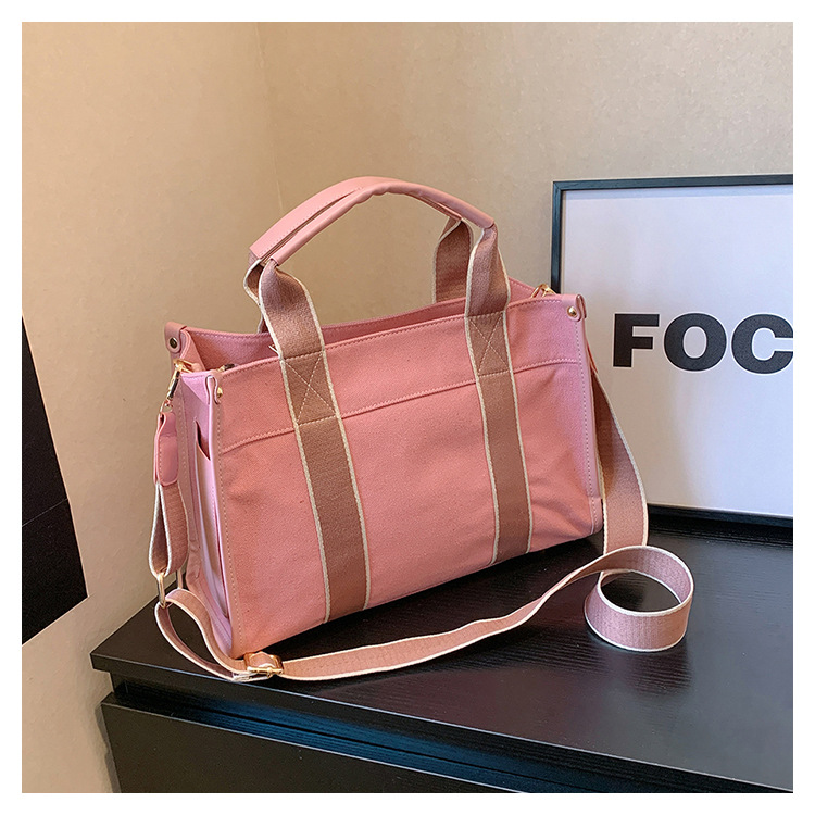 Bolso de lona de gran capacidad para mujer 2024 nuevo estilo coreano simple bolso de mensajero de un solo hombro bolso de viaje casual