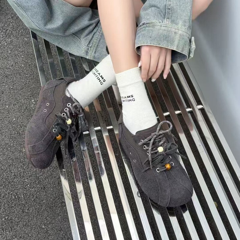 头层牛皮厚底德训鞋女2025年新款秋季休闲运动阿甘鞋复古小白板鞋|undefined