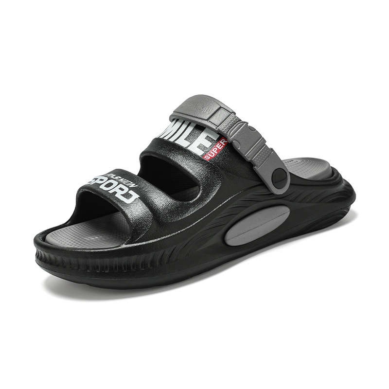 Zapatillas de una palabra para hombre, uso exterior de verano, antideslizante, desodorante, suela suave, ligero, pisando mierda, sandalias de playa de verano casuales, zapatos de moda