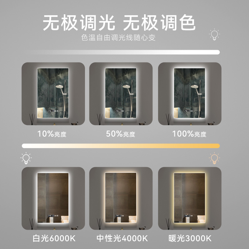 Espejo inteligente cuadrado personalizado espejo de baño espejo de alta definición niebla nórdico ventana luz espejo de maquillaje comercio exterior transfronterizo