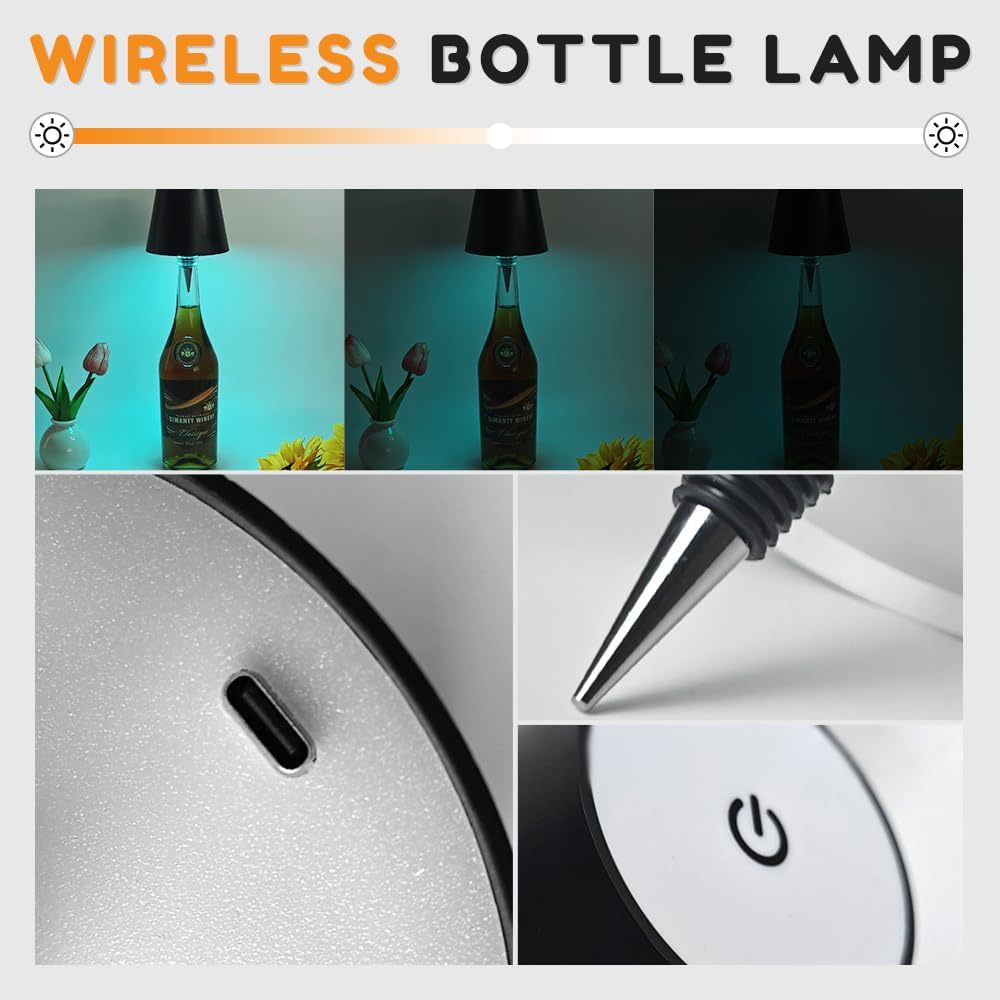 Lámpara de botella de vino enchufable transfronteriza Lámpara de vino RGB Restaurante Bar Atmósfera de carga táctil incorporada Lámpara de mesa de pie alto