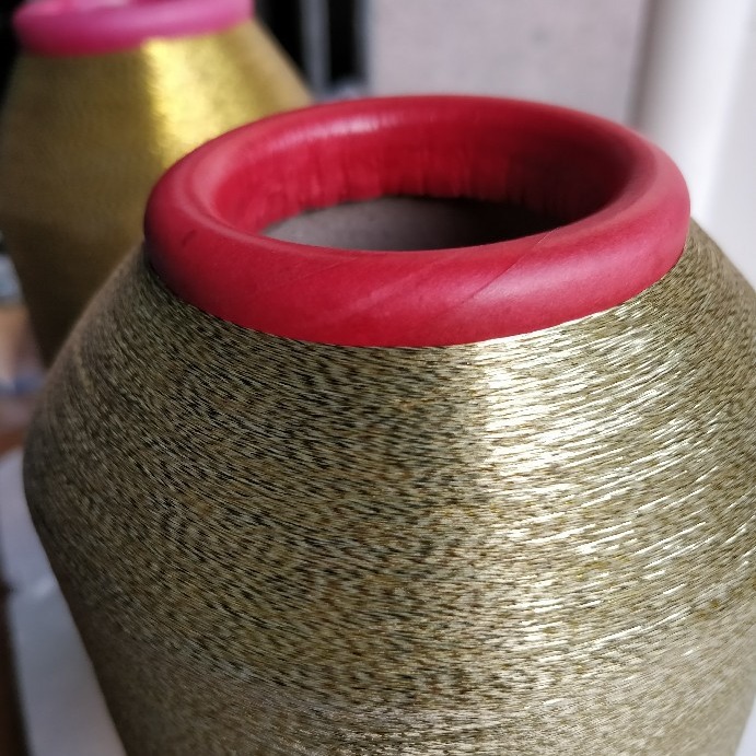 两股亮铜金属丝四股缠绕金银深红丝合并纱线黑片合并纱线横机针织