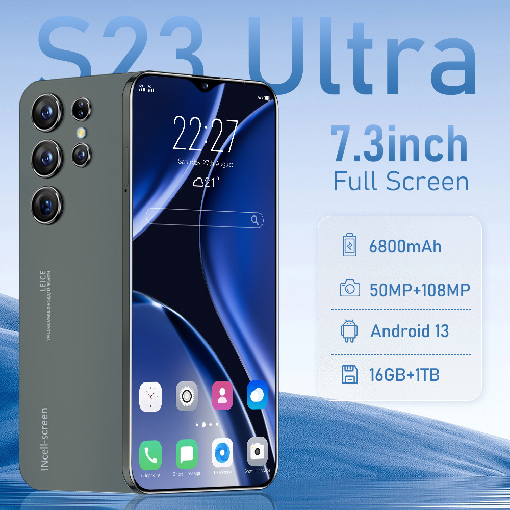 S23 Ultra Cross-Border Mobile Phone in Stock 7.3inch Hd 16+1Tb Android Smartphone Export Delivery