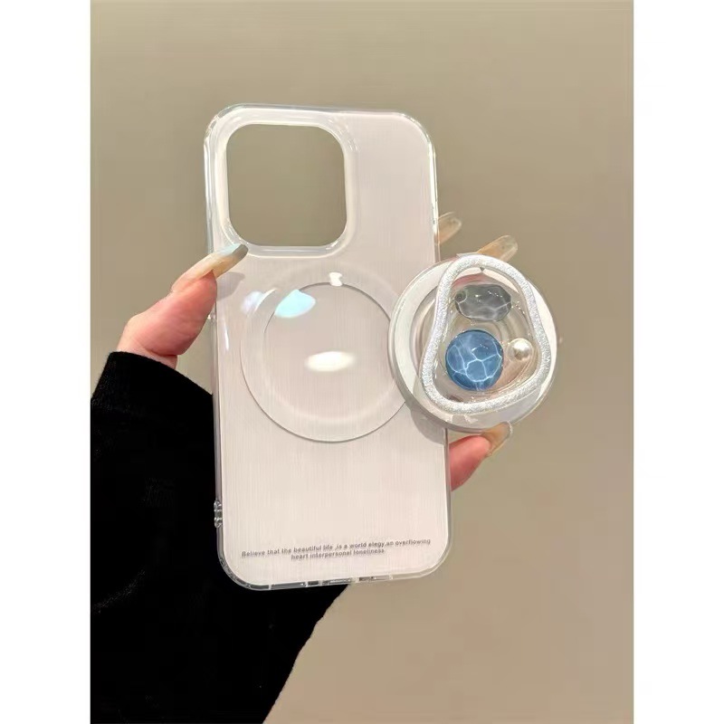 Soportes magnéticos de gemas simples y creativos para iPhone15promax funda para teléfono móvil 16 Apple 14 nuevo estilo 13 mujer