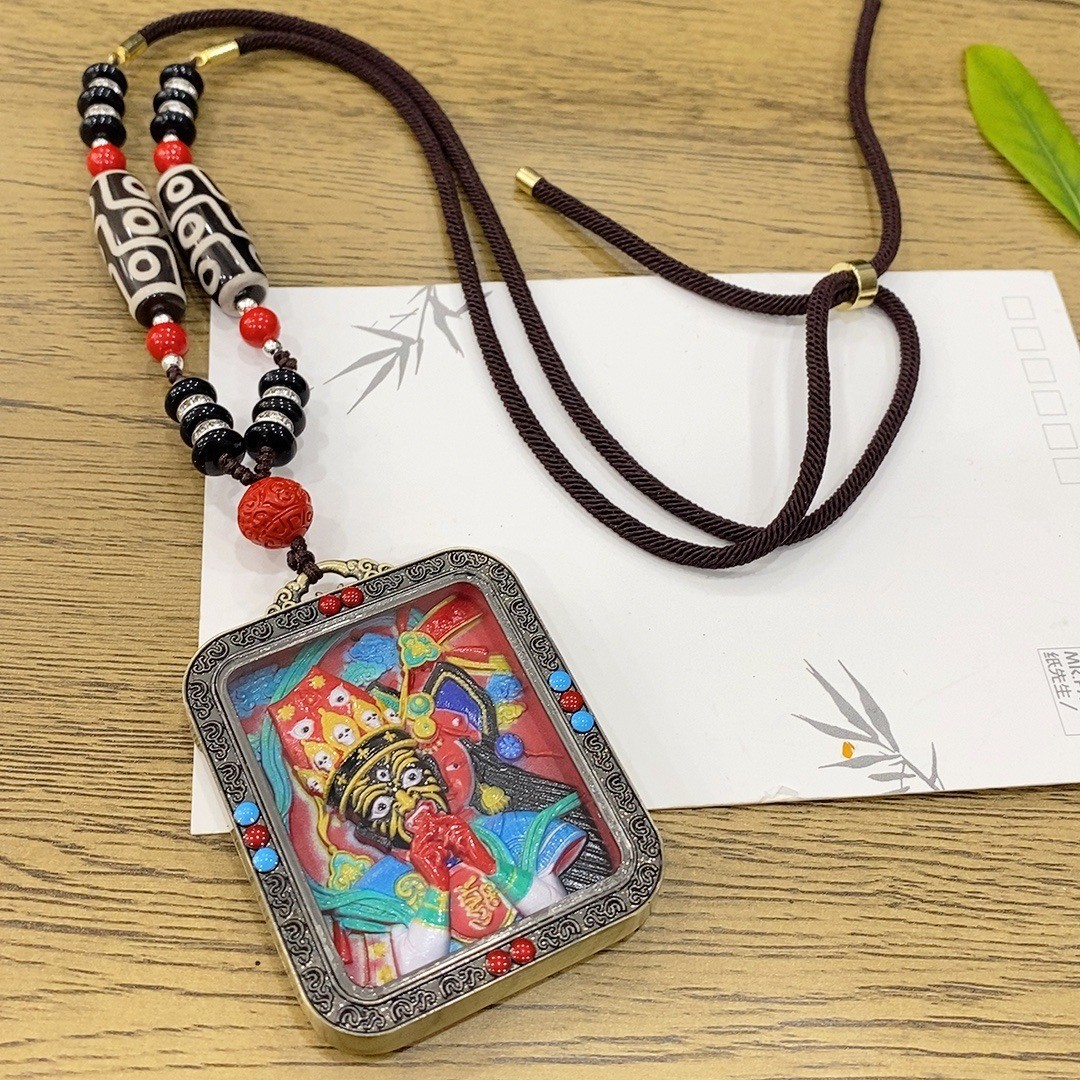 Cinnabar powder painted Five Ye Tangka Gawu Box Pendant, New Chinese style Pendant for the Year of t