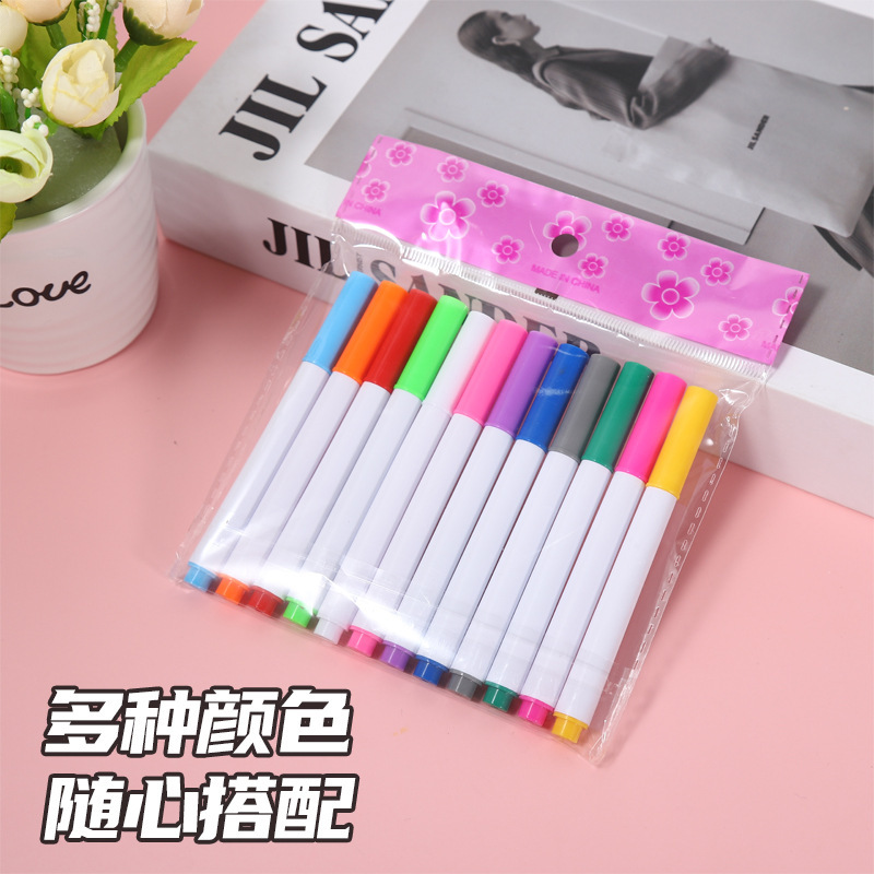 環境に優しい無塵水溶性液体チョーク LED ライトボードペン消去可能なペン子供の絵画 12 色ライトボードペン卸売|undefined