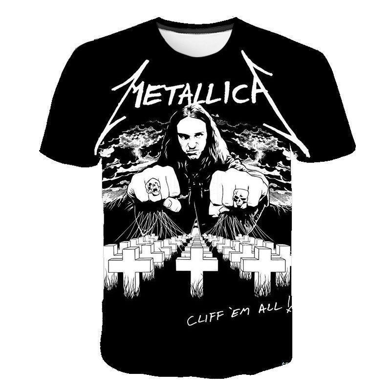 Cross-border European and American 3DT T-shirt heavy metal band round neck T-shirt short sleeve couple's men's and women's 3DT T-shirt