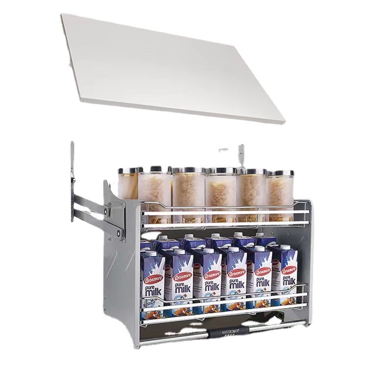 Cesta extraíble de gabinete colgante de cocina gabinete superior gabinete alto cesta de condimento desplegable cesta de tazón cesta de elevación de una sola capa de almacenamiento de gabinete superior cesta de elevación
