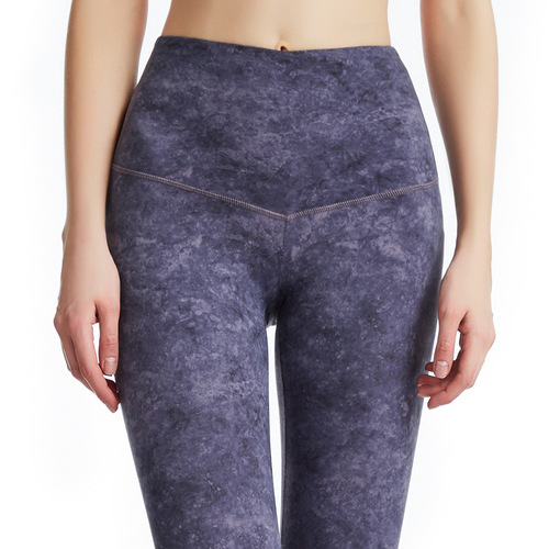 Processing and customizing printed camouflage yoga pants for women, high-waisted hip-lifting slimming leggings, running sports fitness cropped pants