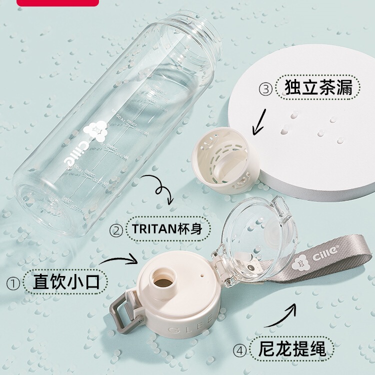 水杯便携男女生儿童学生上学tritan塑料杯子夏日运动水壶日用餐厨|undefined