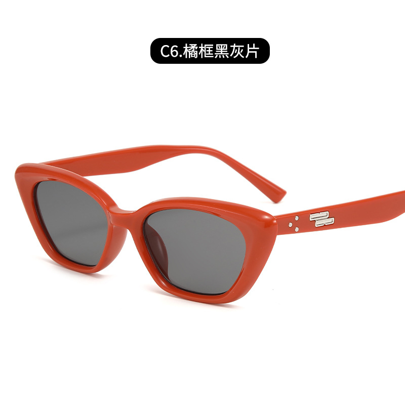 Estilo coreano GM cara pequeña gafas de sol de alta calidad a prueba de sol de verano celebridad de Internet cara redonda triángulo ojo de gato gafas de sol retro de moda de las mujeres image 13