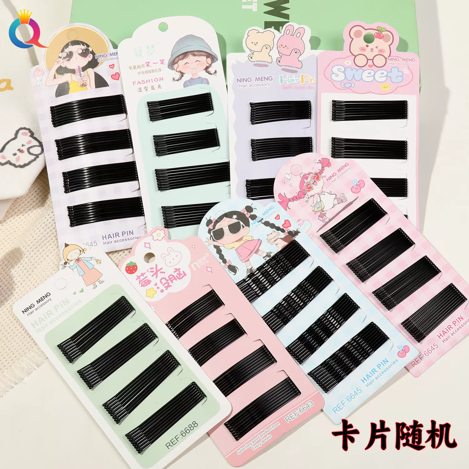 奇阅经典黑色一字夹耐用烤漆发夹编发发卡子碎发刘海夹边夹批发