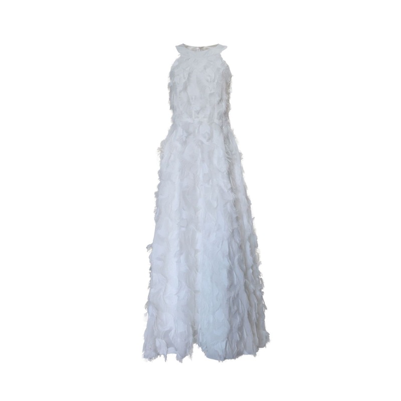 Plumas de bordilla cuello abierto hombros de moda atmósfera delgada trapazo vestido de noche vestido de coro de graduación