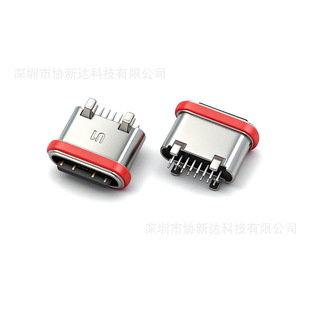 ��ˮTYPE C 16P��ˮĸ����ʽ���H=6.8mm�zо��¶ ���T�\�Ͻ��⚤