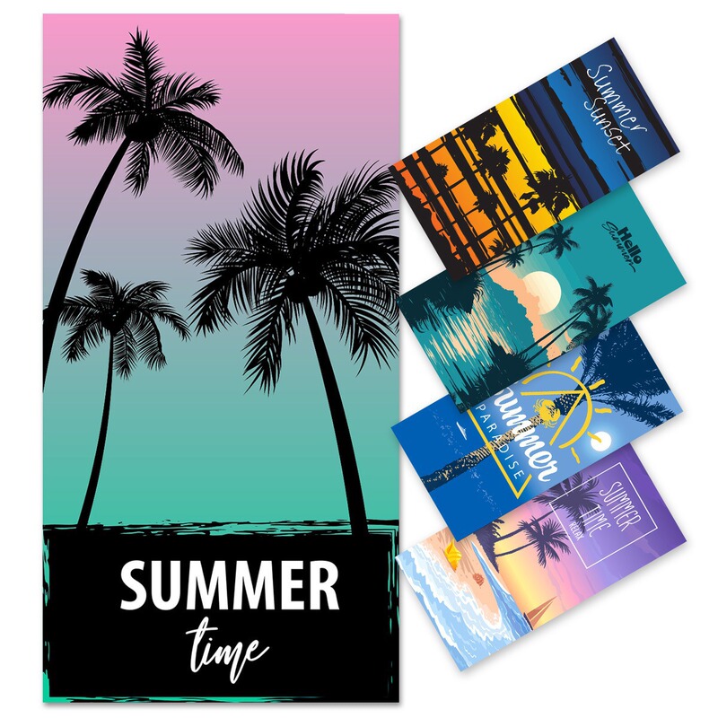 Coconut Tree Hawaiian Style Beach Towel, Quick-Drying Sports Absorbent Bath Towel, Cross-Border Production and Processing of Beach Towels According to Your Drawings