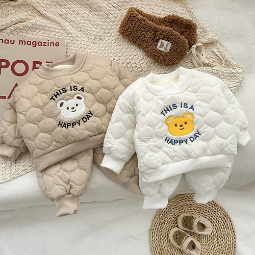 Korean baby clothes autumn and winter children's clothing newborn baby 0-3 years old quilted cartoon thickened suit boy suit winter 3