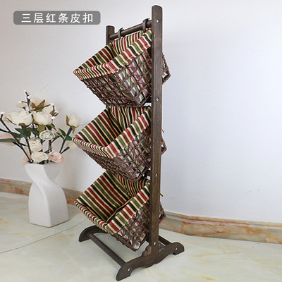 3겹의 레드 스트라이프 가죽 버클