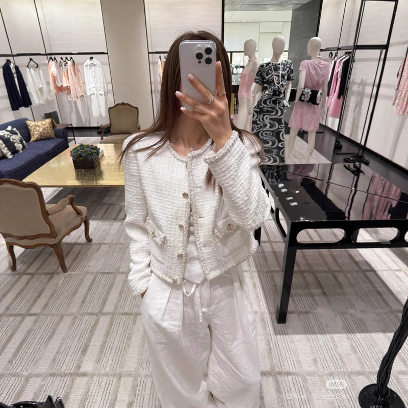 2025 Early Autumn New Nanyou Cha High-End Small Fragrance Style Foreign Style Age-Reducing Versatile Slimming Look Round Neck Long-Sleeved Jacket