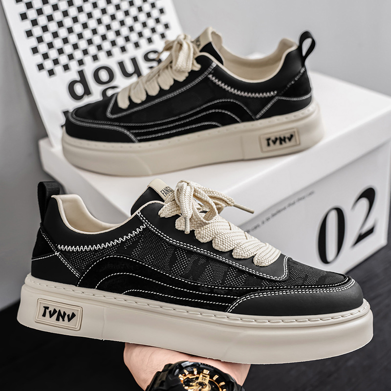 Canvas Men's Shoes, Spring Breathable and Odor-Resistant Black Cloth Shoes, Popular Camouflage Sneakers, Non-Slip Height-Increasing Casual Sports Trendy Shoes