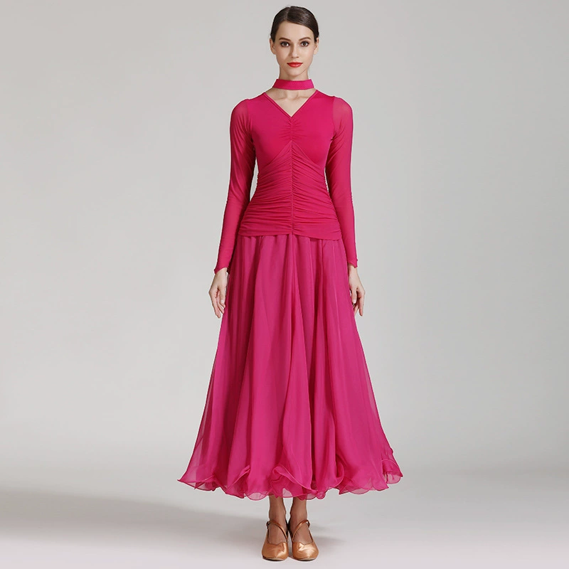 Modern Dance Dress-50 Национальная серия стандартного бального танца Walz Танцевальная юбка шифоновая юбка выступление