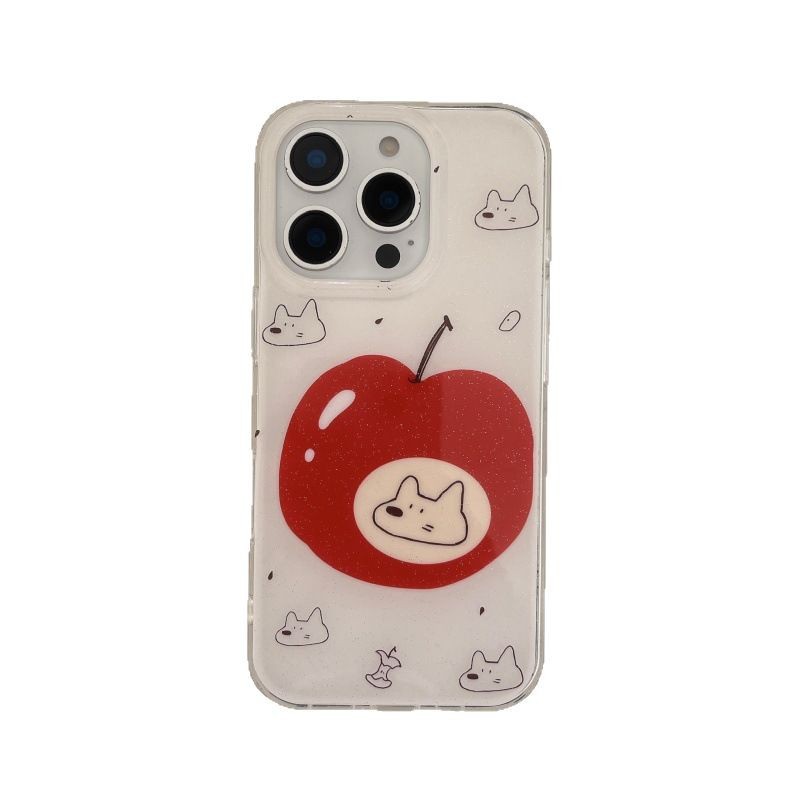 Fun Red Apple Line Puppy 16ProMax Creative iphone14 Adecuado para Apple 15 Funda para teléfono móvil 13 Mujer 16