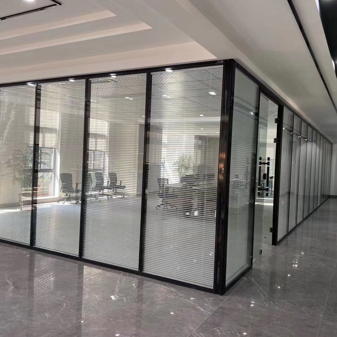 Shenzhen Office Glass Partition Wall Aluminum Alloy Tempered Glass Hollow Soundproof Partition Indoor Modern Minimalist