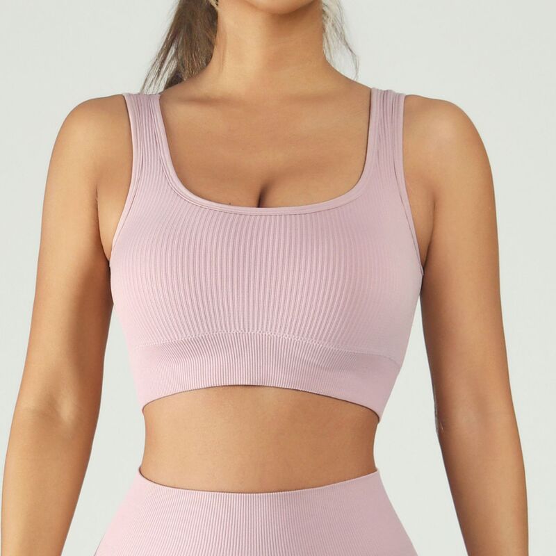 Amazon クラシック スレッド ヨガ フィットネス ベスト BRA 胸パッド付き 弾性セクシーな U 字型ネック スポーツ ブラジャー|undefined