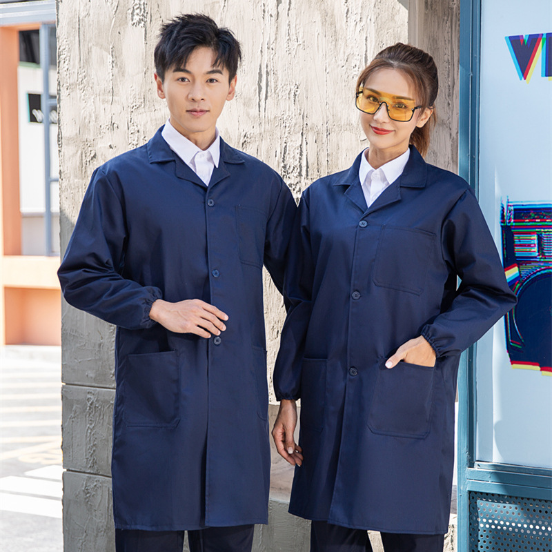 Chaqueta azul larga ropa de trabajo ropa de hombre primavera y otoño ropa de protección laboral manejo grueso resistente al desgaste personalizado bordado blanco sucio