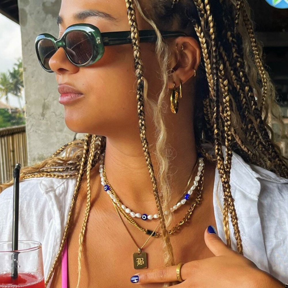 Fashion Devilu0027S Eye Pearl Titanium Steel Necklace 1 Piece